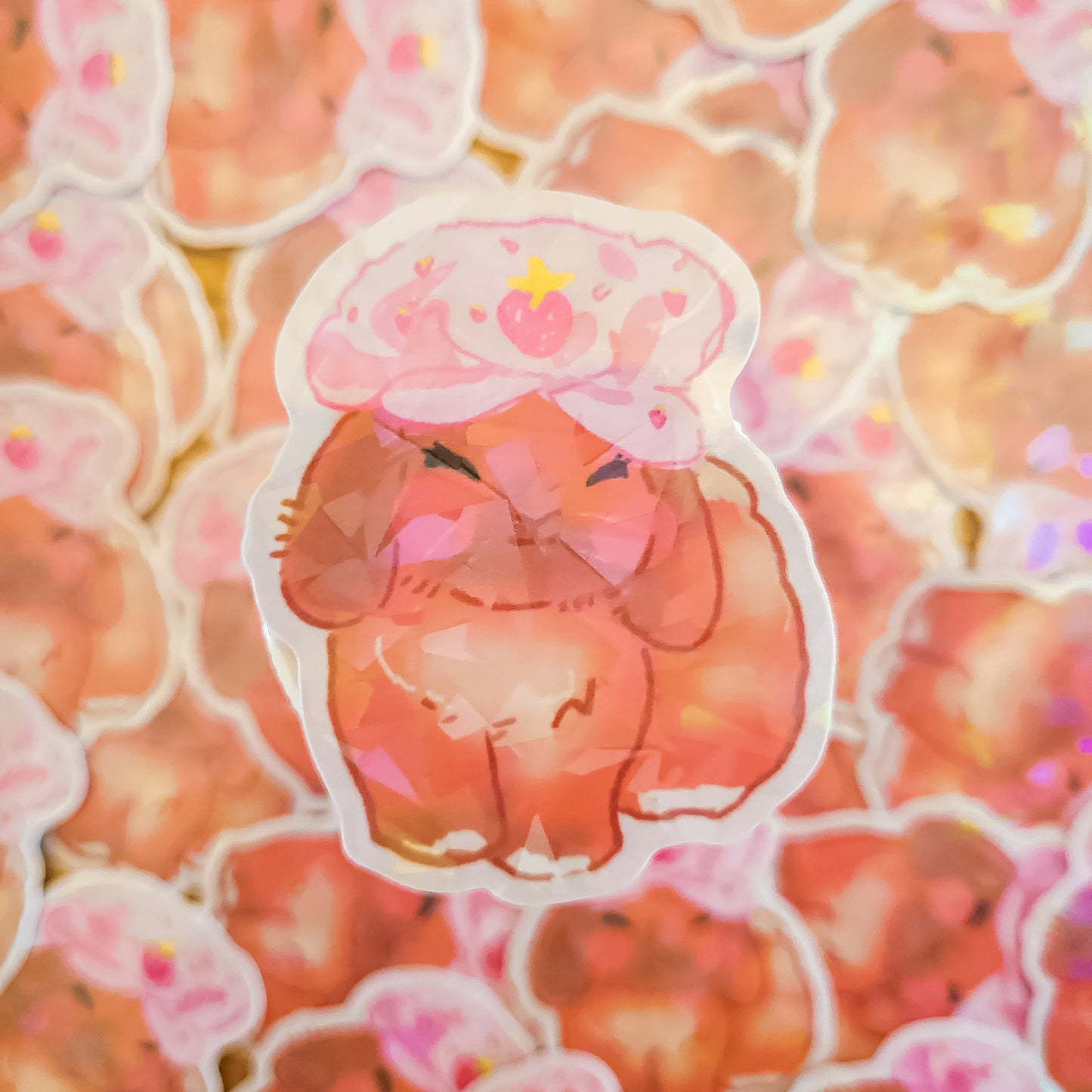 Strawberry BunCake Holographic Sticker
