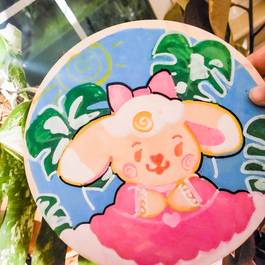 Honeybun Albo Monstera Posca Wood Painting (Handmade)