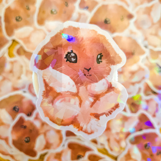 Hug Me Bunny Holographic Sticker