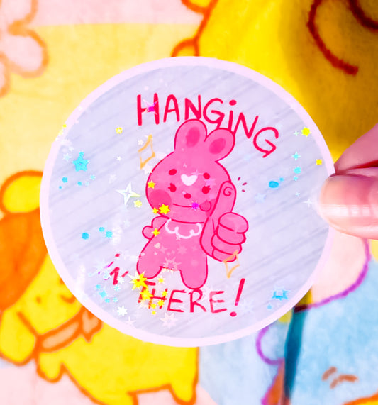 'Hanging in There' Strawbunny 3" Sticker