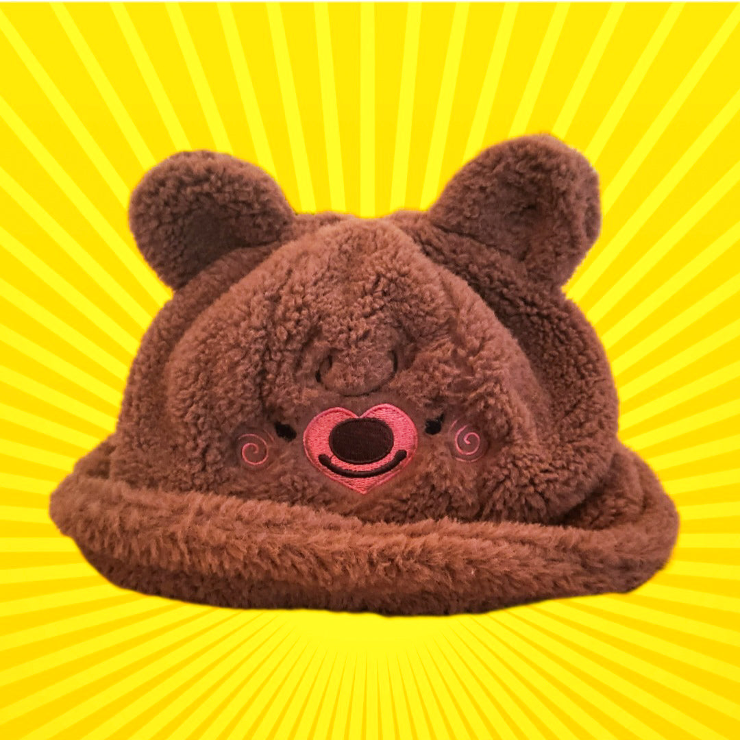 'Beary Cute' Dark Brown Bucket Hat