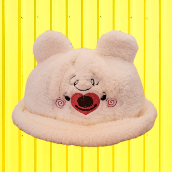 'Beary Cute' White Bucket Hat