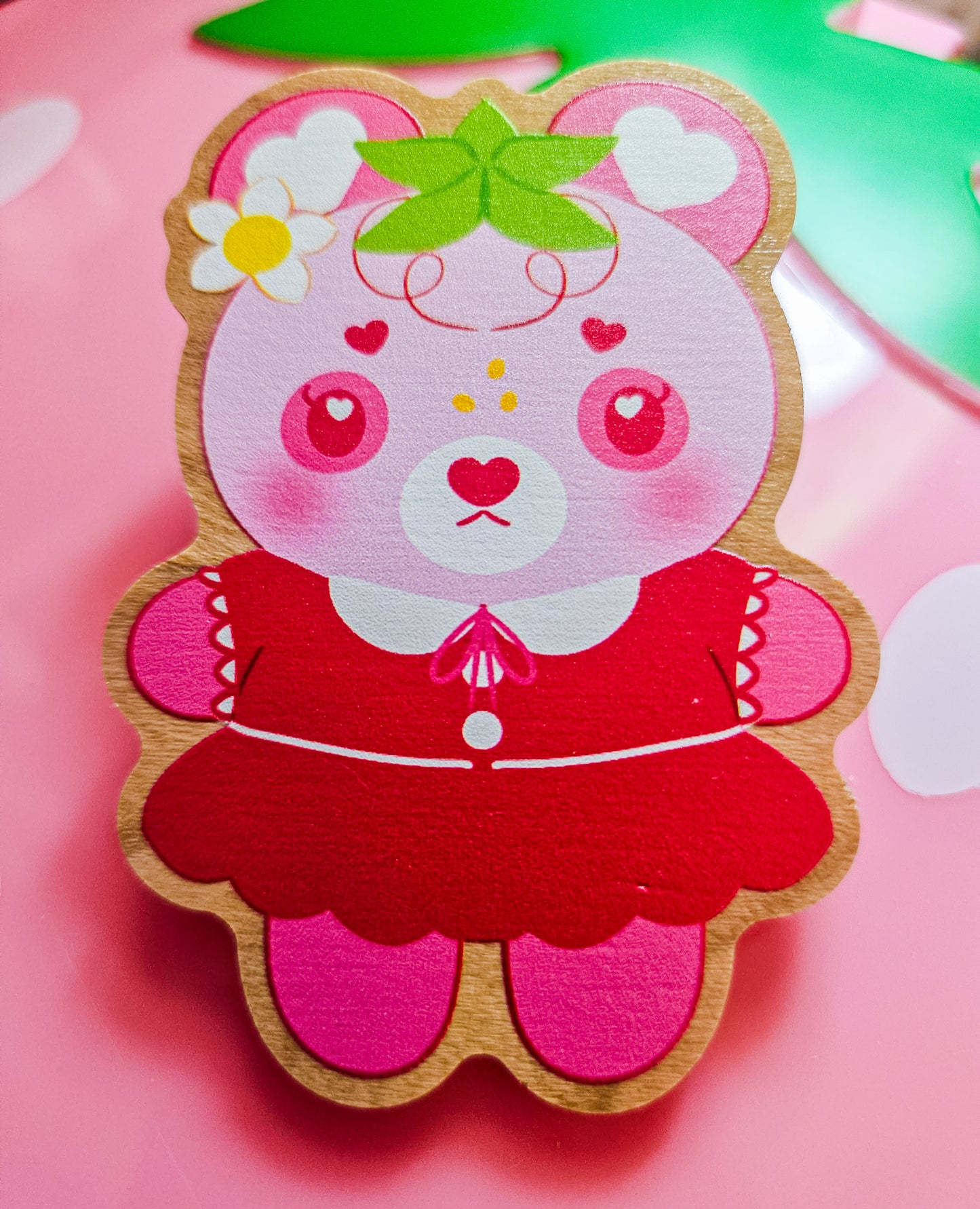 Strawbeary Bloom Wooden Pin