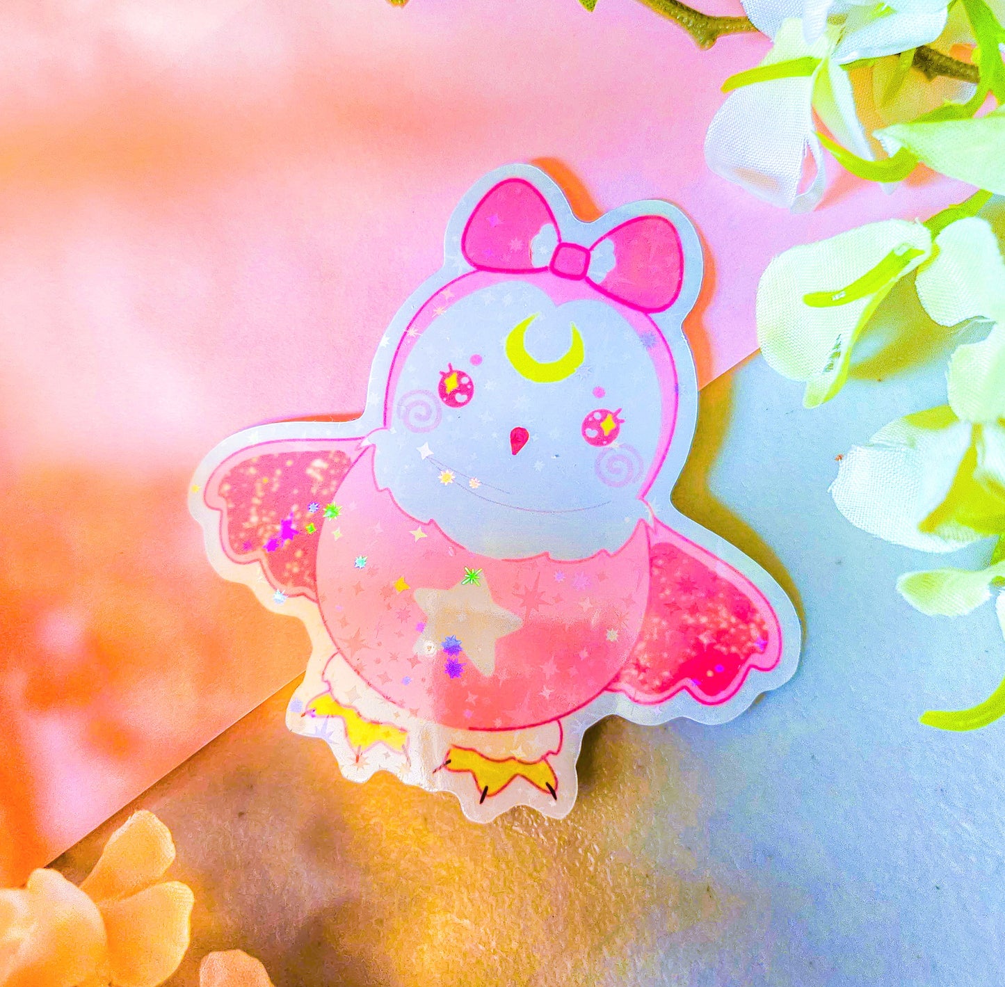 Luna the Celestial Owl Jumbo Holographic Sticker