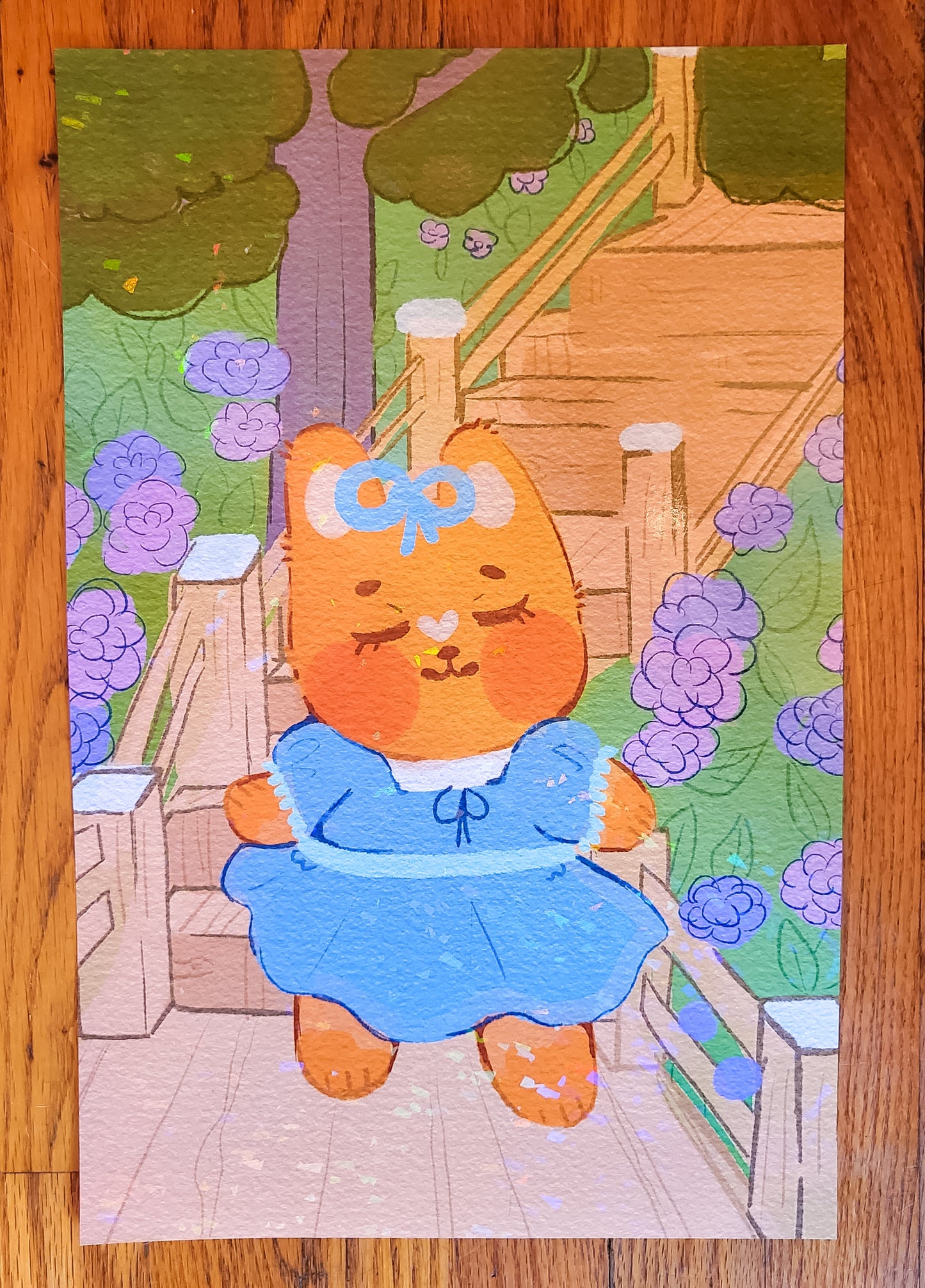 Tangerabbit in the Hydrangea Large Holographic Print
