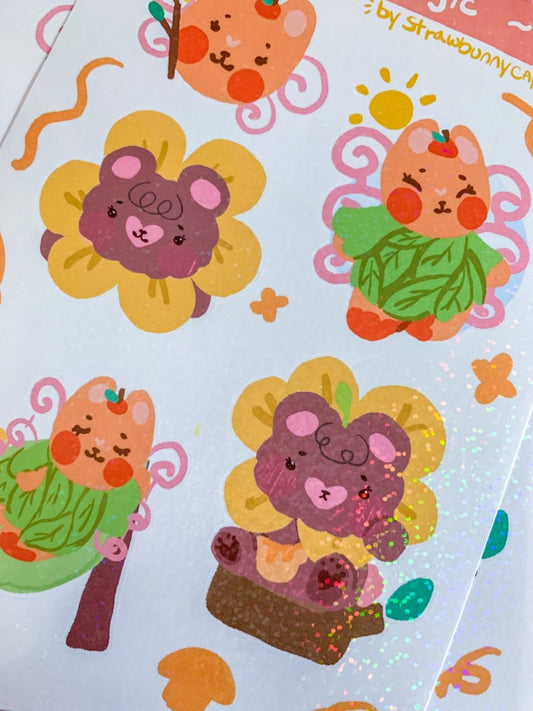 Fairy Magic Tangerabbit & Cubby Glitter Sticker Sheet