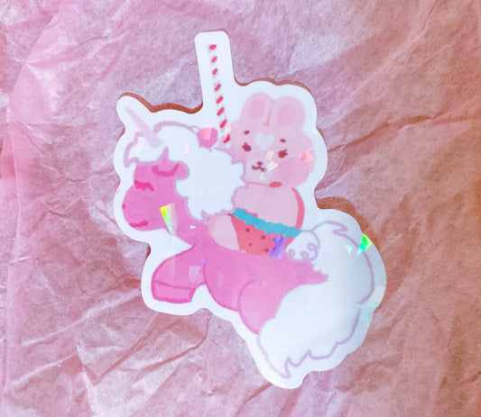 Merry GO! Strawbunny Holographic Sticker